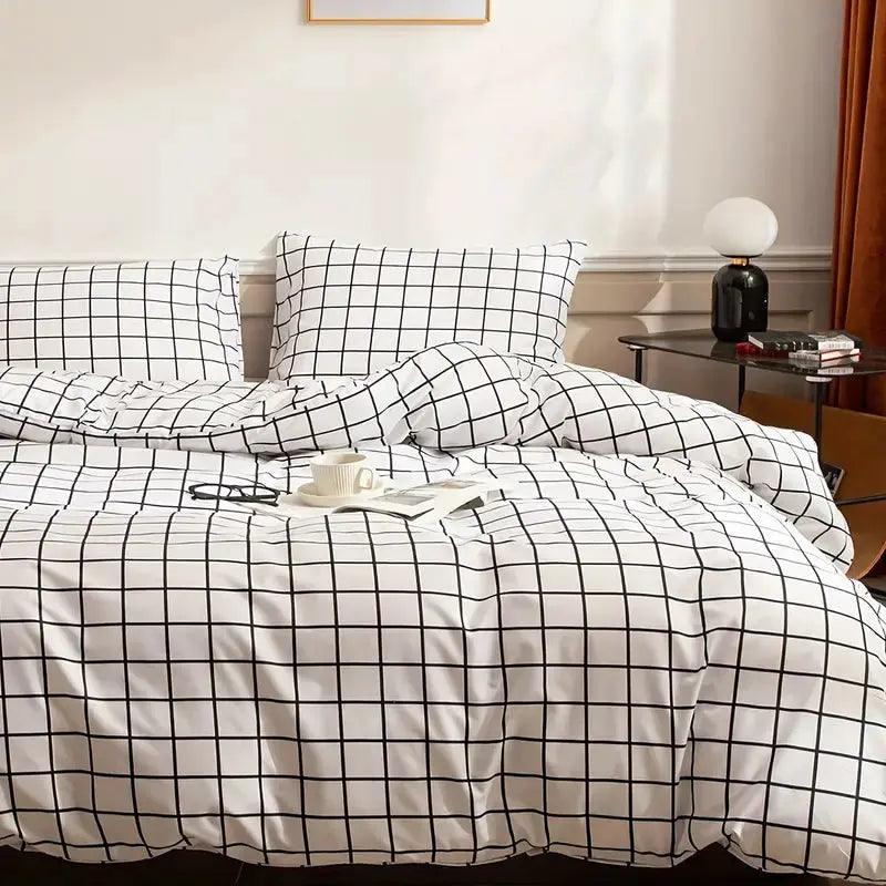 Housse de Couette à Carreaux – Confortable et Respirant-Dekbed-ChicUndStil