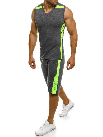 Homme Débardeur sportif avec shorts au moderne encolure en V et inserts fonctionnels Chic und Stil
