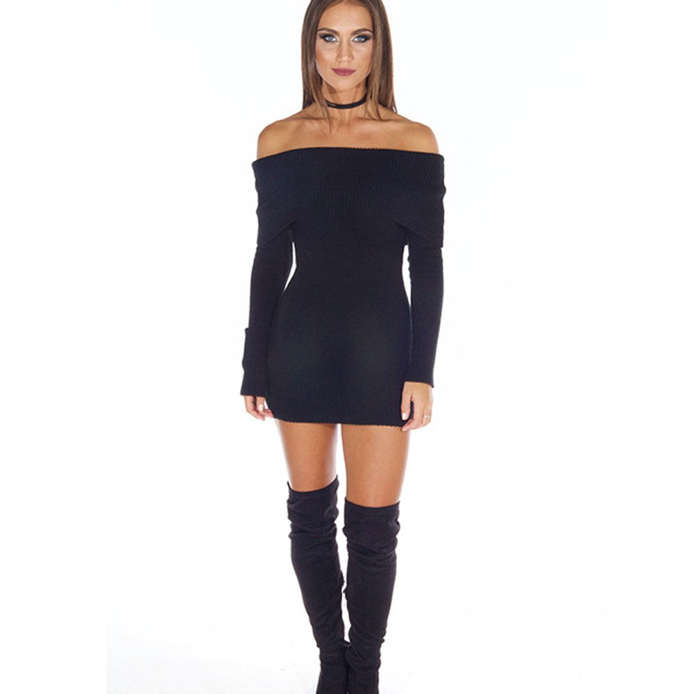 Robe tricotée pour femmes avec décolleté en épaules découvertes Chic und Stil