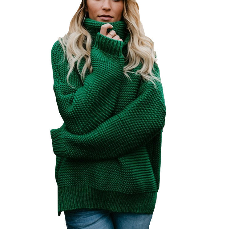 Thick knit pullover for women with high neck and trendy details Chic and Style