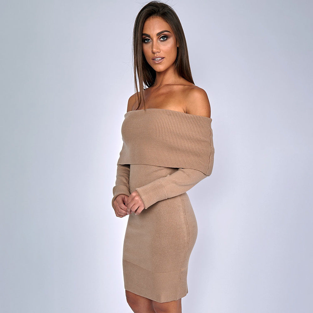 Robe en tricot pour femmes avec design dénudé des épaules et cordon décoratif Chic und Stil