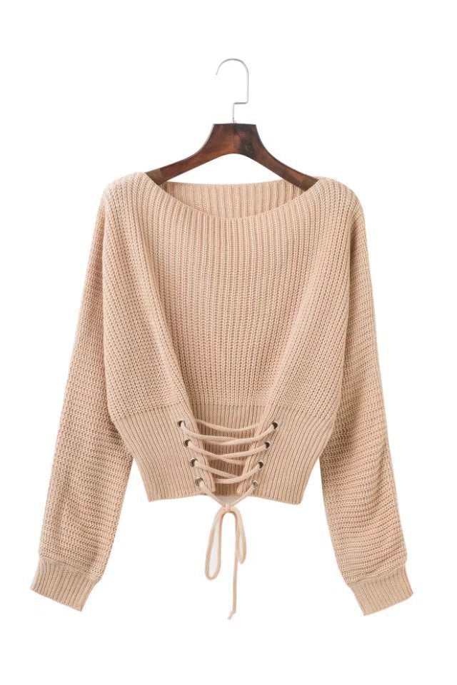 Pull-over en tricot court pour femmes avec détail lacé Chic und Stil