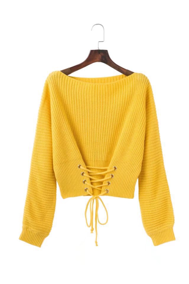 Pull-over en tricot court pour femmes avec détail lacé Chic und Stil