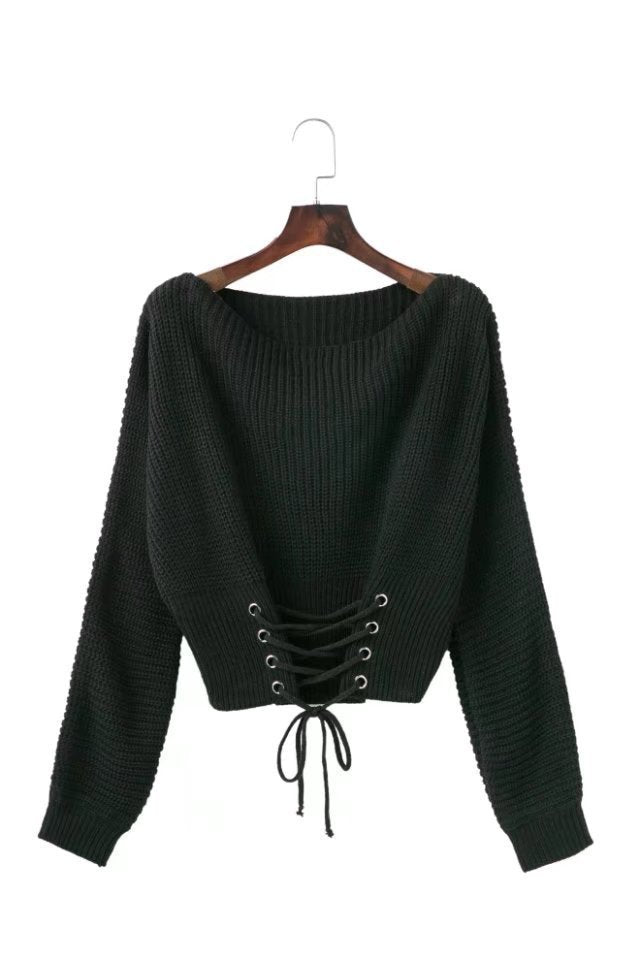Pull-over en tricot court pour femmes avec détail lacé Chic und Stil