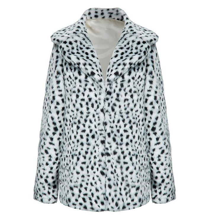 Veste en fausse fourrure de luxe pour femmes à motif léopard Chic und Stil