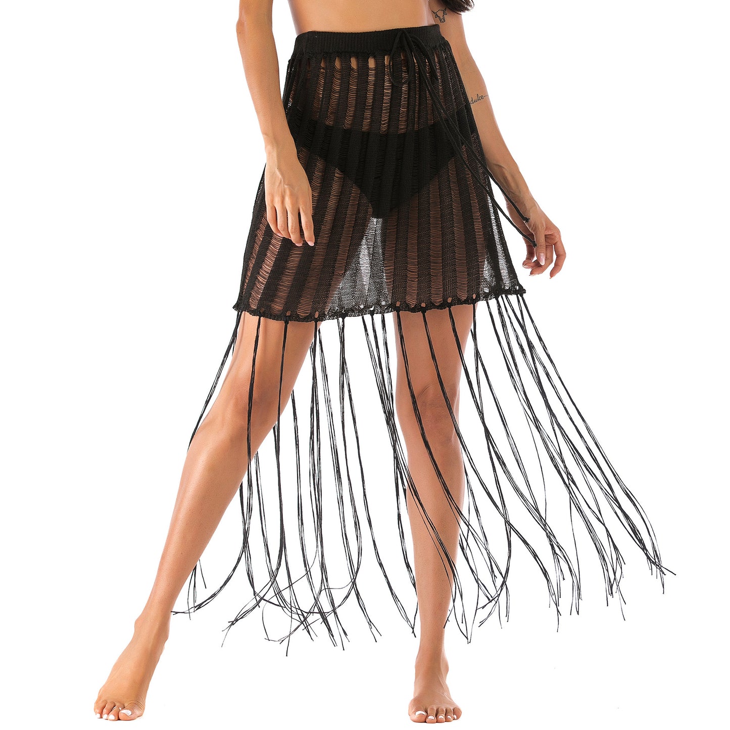 Jupe de plage à franges en crochet pour femmes Chic und Stil