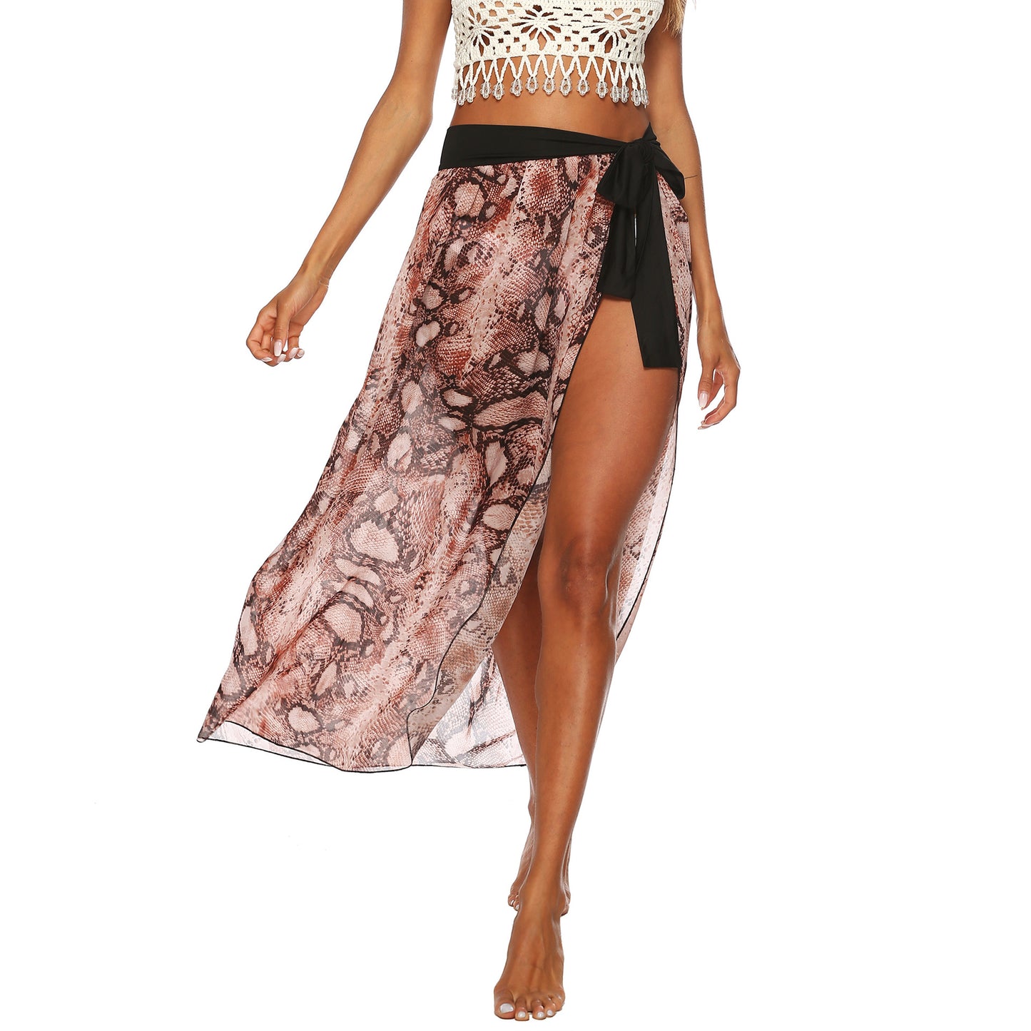 Jupe de plage en textile transparent à imprimé serpent pour femmes Chic und Stil