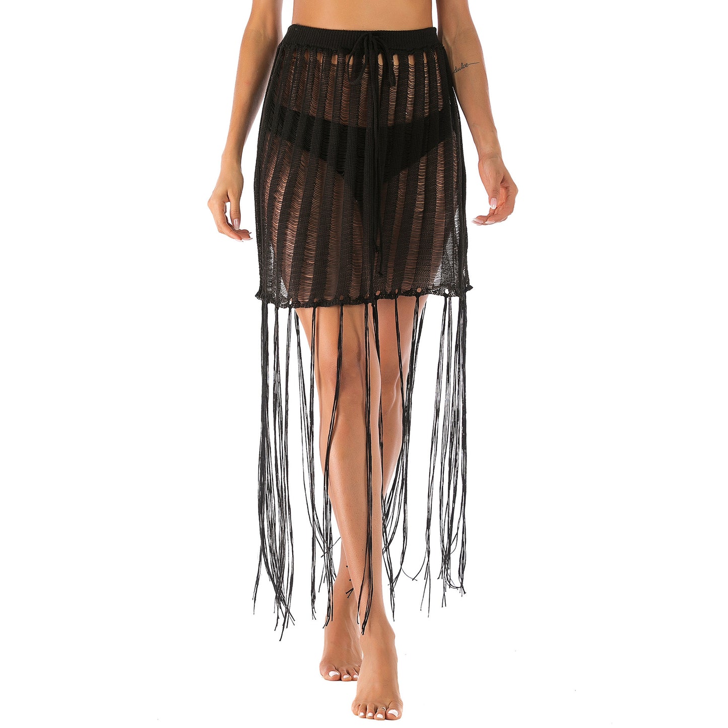 Jupe de plage à franges en crochet pour femmes Chic und Stil