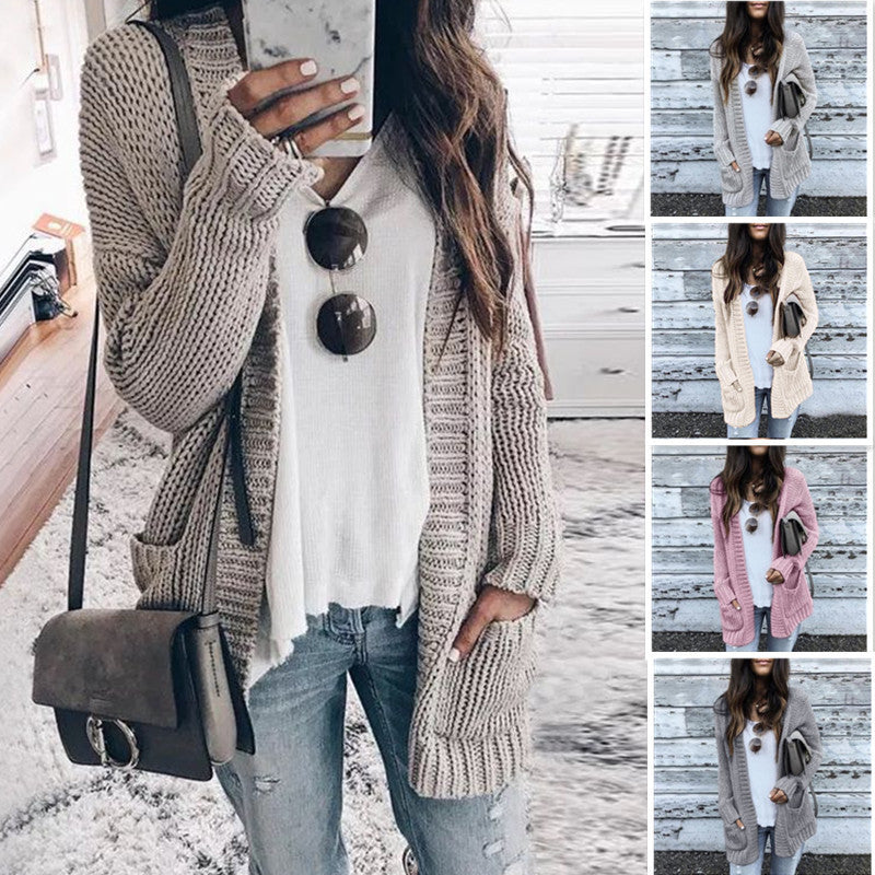 Cardigan en grosse maille pour femmes avec poches profondes et manches larges Chic und Stil