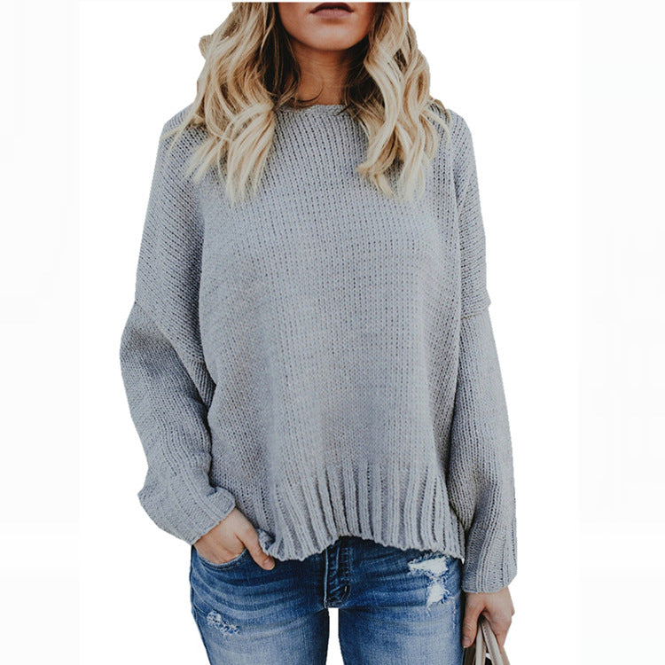 Pull-over en tricot décontracté pour femmes avec un décolleté en V profond et des manches larges Chic und Stil