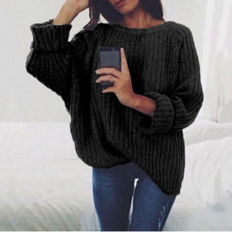 Oversized knitted pullover for women with a soft ribbed texture and a loose fit Chic und Stil