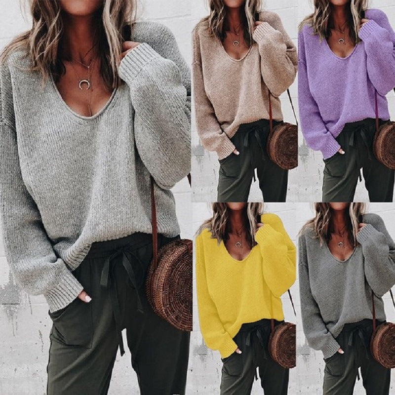 Pull en viscose pour femmes avec coupe large et décolleté en V profond Chic und Stil