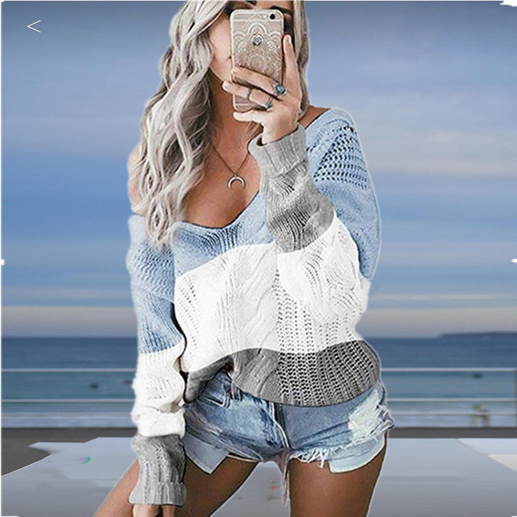 Pull en tricot pour femmes avec un décolleté généreux et un motif à la mode Chic und Stil