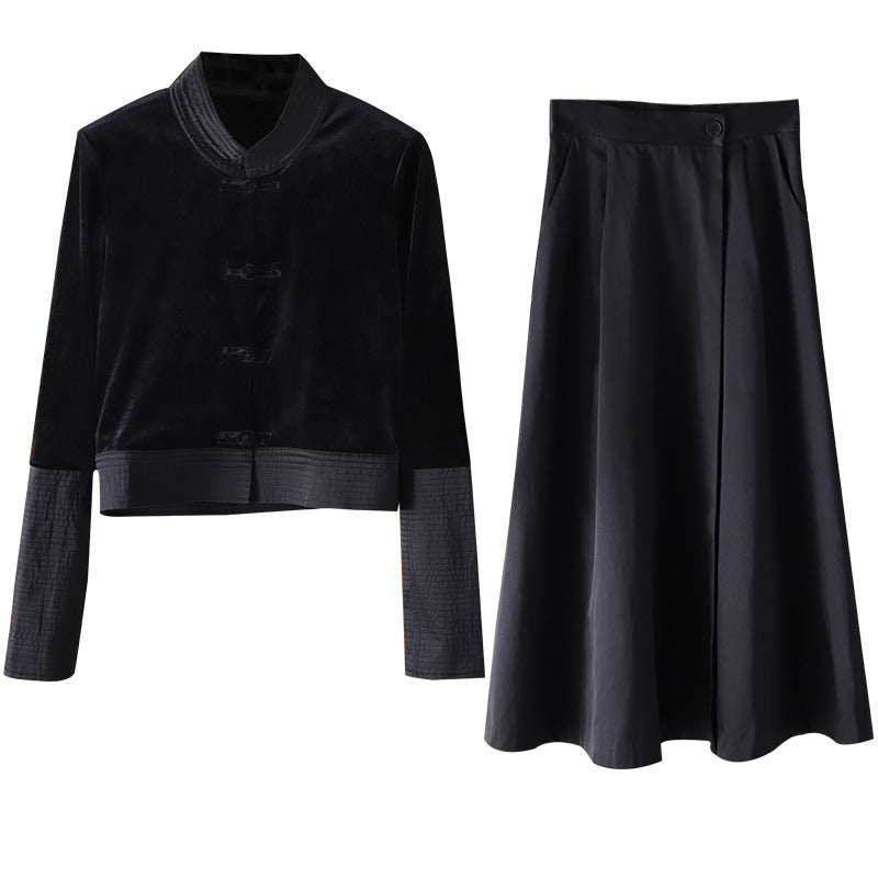 Veste courte en velours pour femmes avec fermeture décorative Chic und Stil