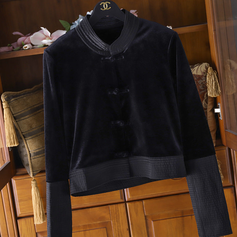 Veste courte en velours pour femmes avec fermeture décorative Chic und Stil
