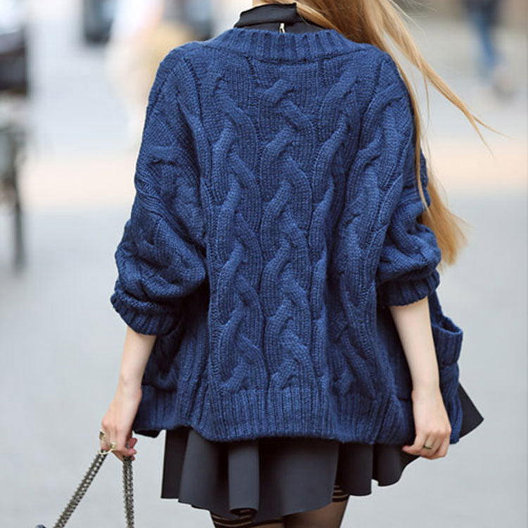 Cardigan en tricot épais pour femme avec motif de tresse classique et poches pratiques Chic und Stil