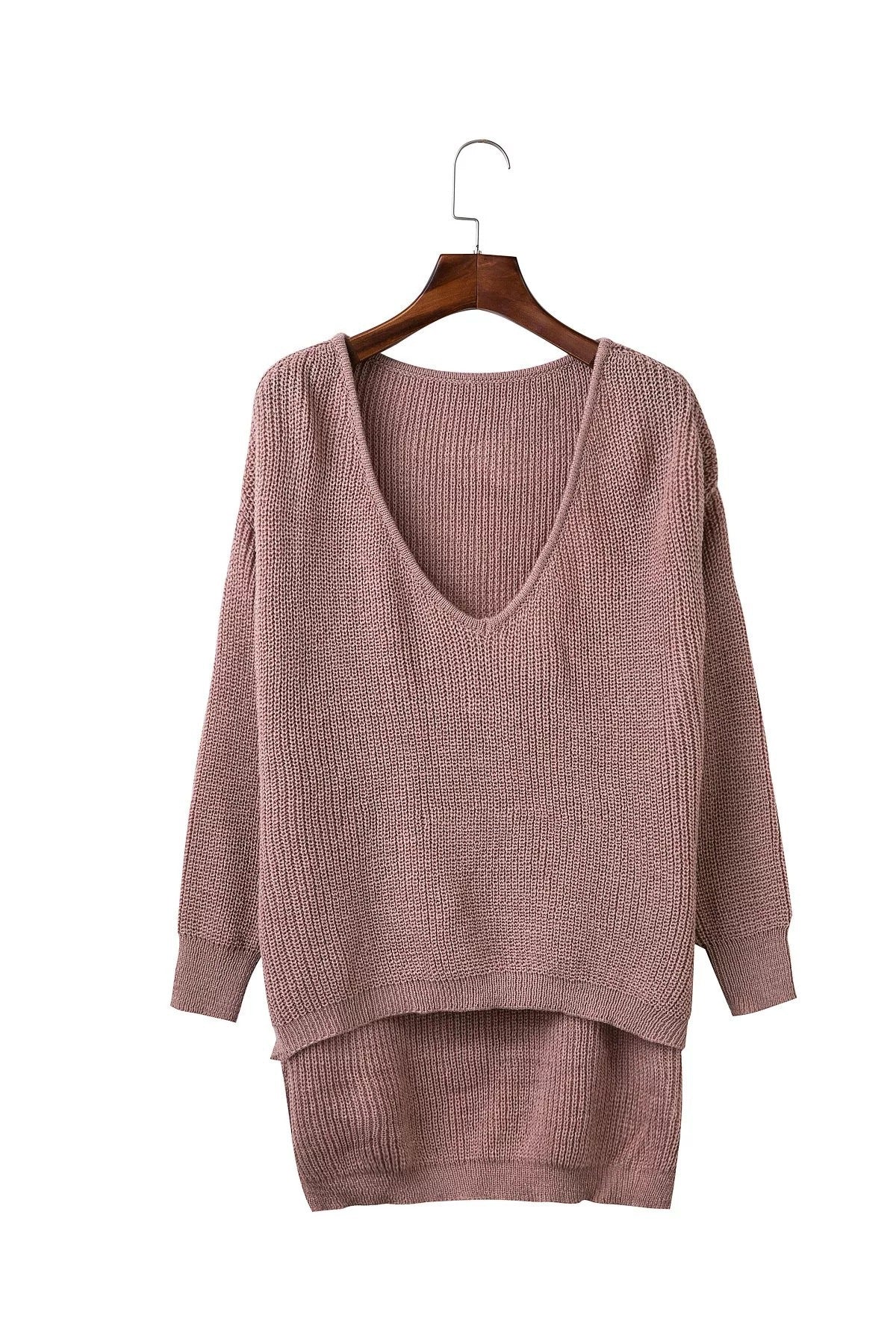 Pull en tricot décontracté pour femmes avec décolleté en V plongeant et dos ouvert Chic und Stil