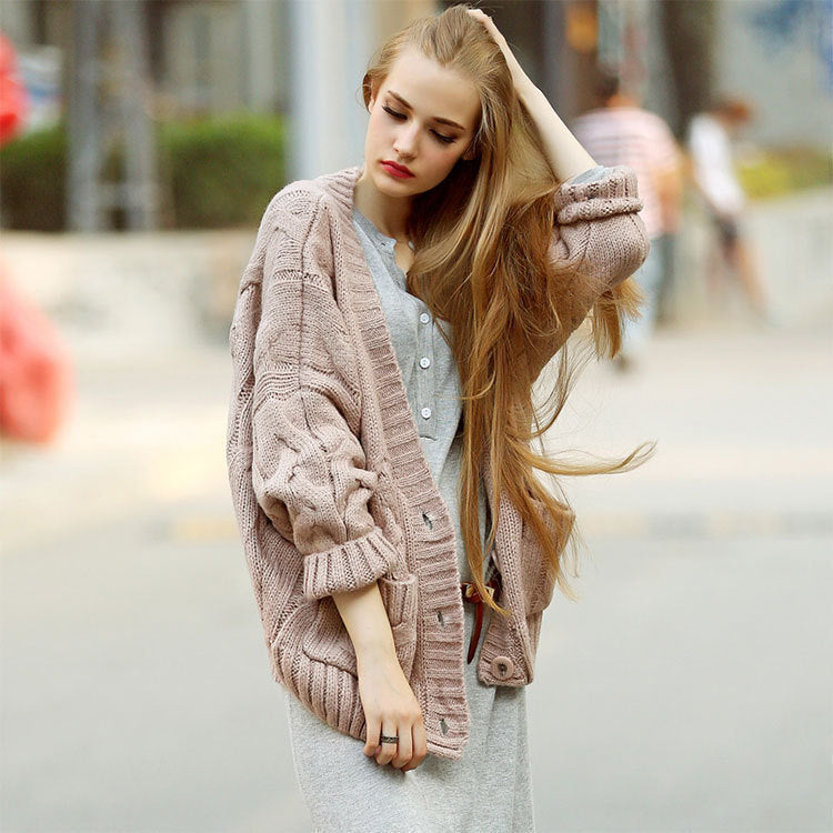 Cardigan en tricot épais pour femme avec motif de tresse classique et poches pratiques Chic und Stil