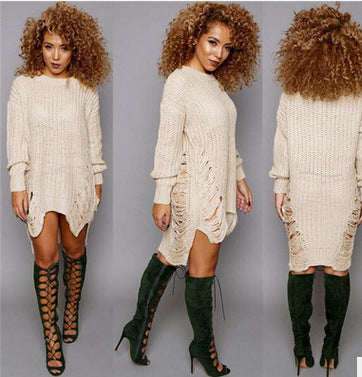 Robe tricot femme avec fentes latérales profondes et coupe décontractée Chic und Stil