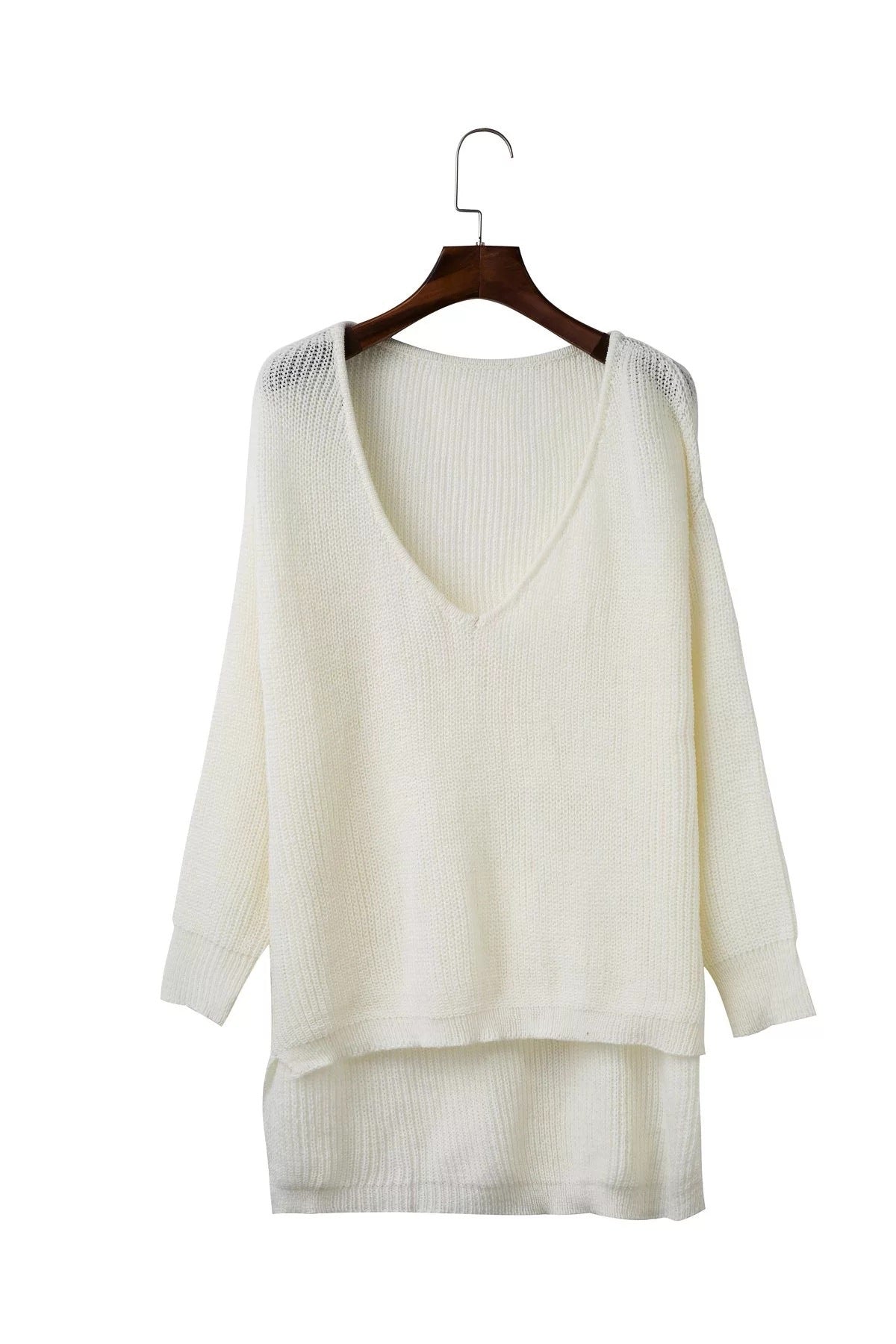 Pull en tricot décontracté pour femmes avec décolleté en V plongeant et dos ouvert Chic und Stil