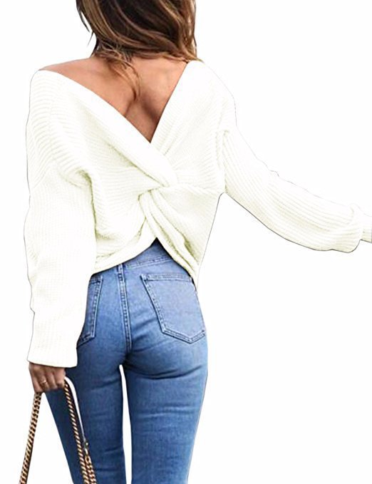 Pull femme avec dos ouvert et design en nœud Chic und Stil