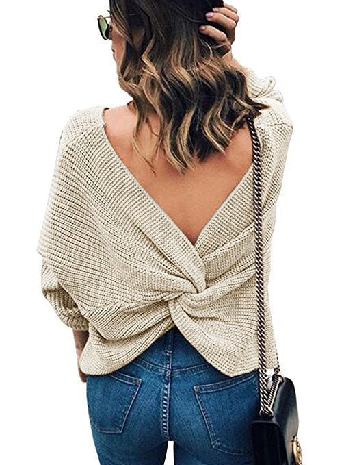 Pull femme avec dos ouvert et design en nœud Chic und Stil
