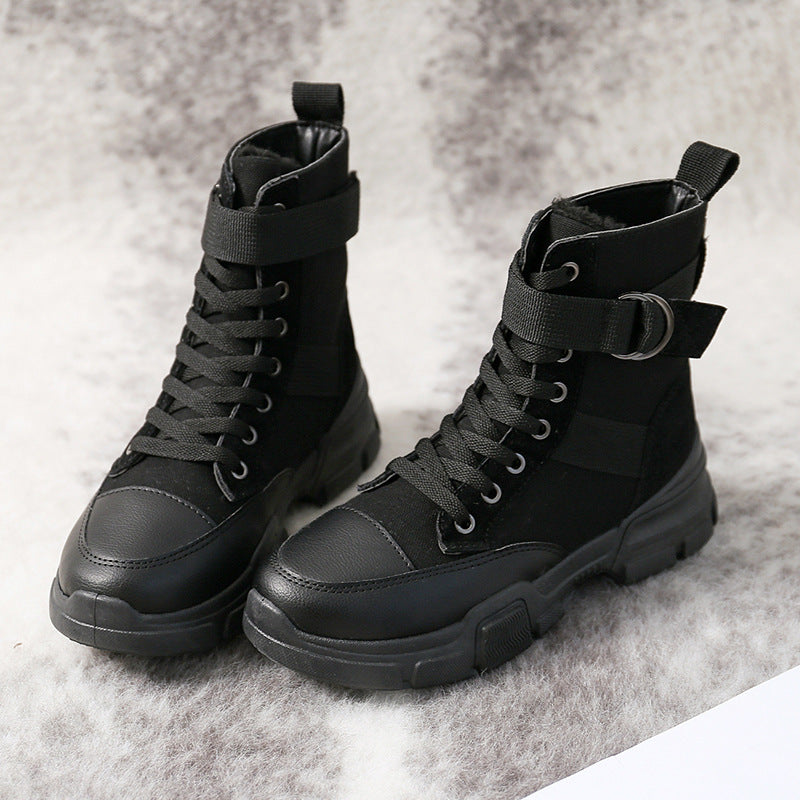 Chic and Stil | High Canvas Motorcycle Boots
