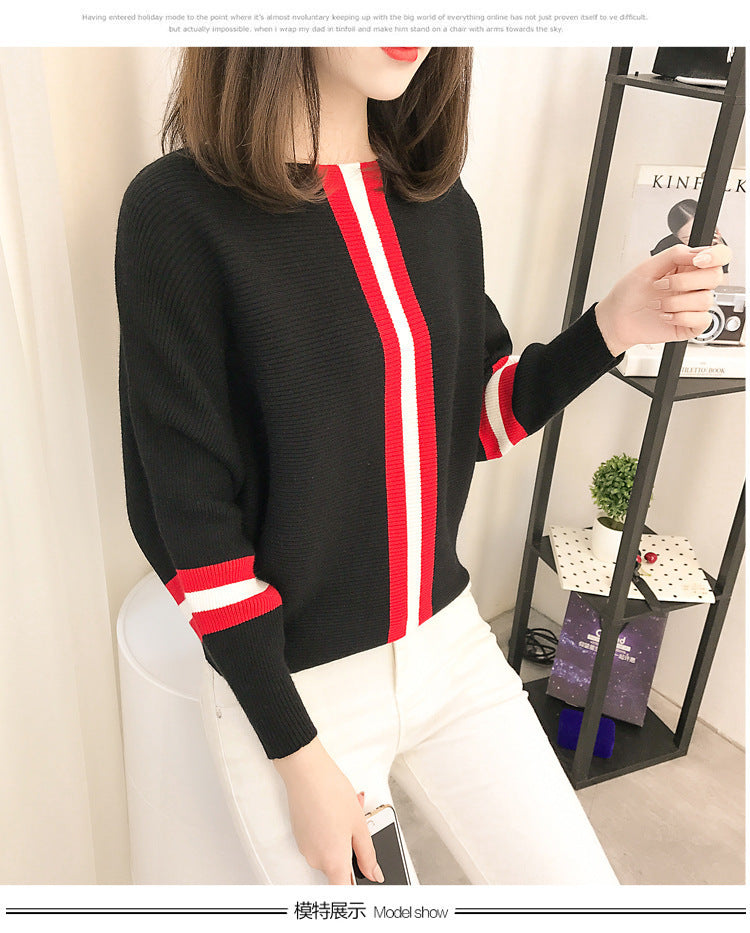 Pull à manches larges et à rayures créatives pour femmes Chic und Stil