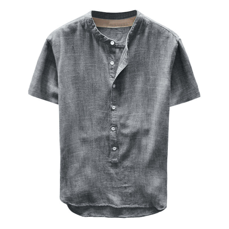 Chemise en lin décontractée pour femme avec col montant et boutonnière marquée Chic und Stil