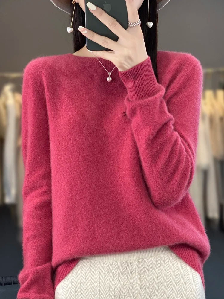 Chic und Stil | Women's Cashmere Sweater Round Neck Soft Elegant Knit Sweater