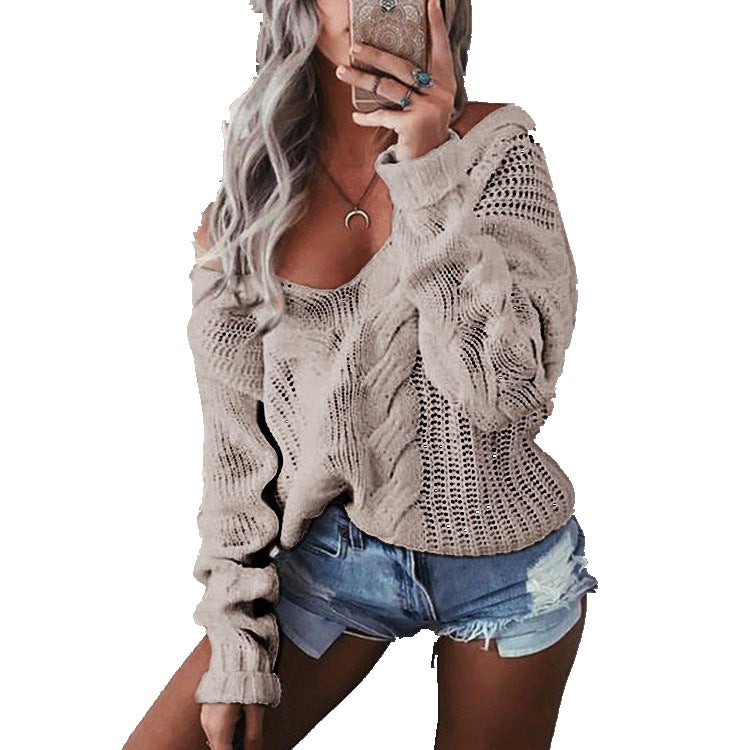 Pull en tricot douillet pour femmes avec un décolleté en V profond et un motif torsadé raffiné Chic und Still