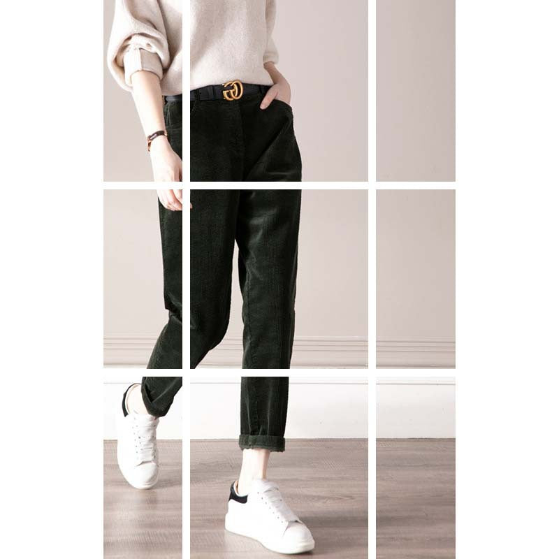 Pantalons large en velours côtelé taille haute pour femmes Chic und Stil