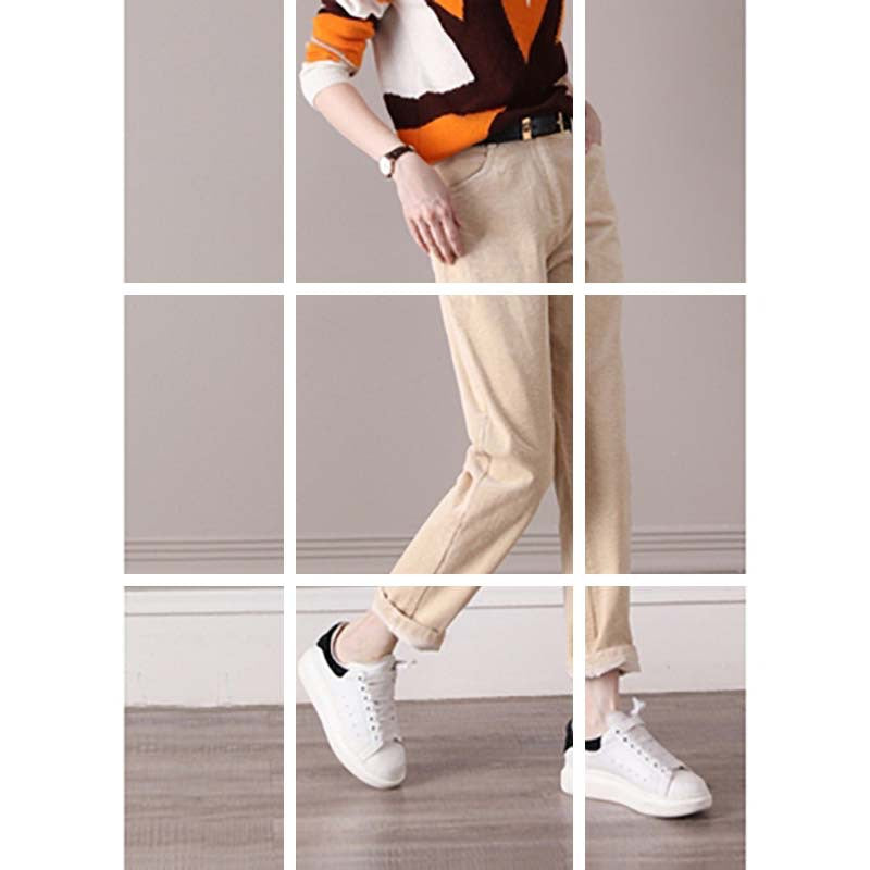 Pantalons large en velours côtelé taille haute pour femmes Chic und Stil