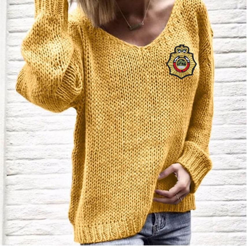 Pull en maille douillet pour femmes avec décolleté en V et coupe décontractée Chic und Stil