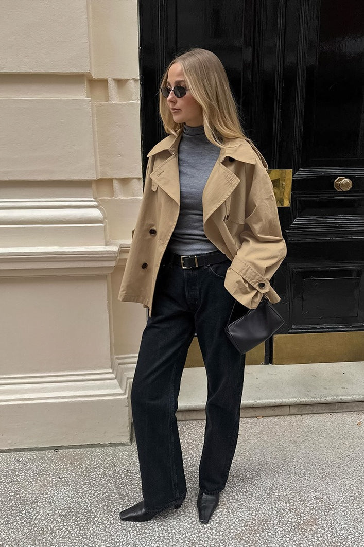 Chic und Stil | Khaki Trench Collar Jacket