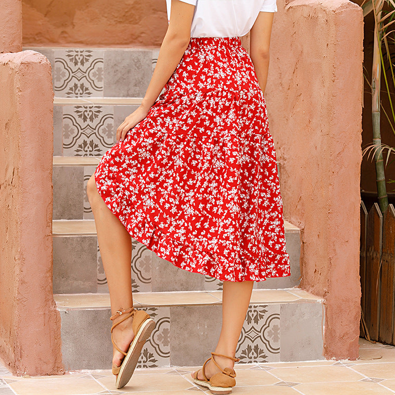 Jupe d'été à fleurs asymétrique pour dames Chic und Stil