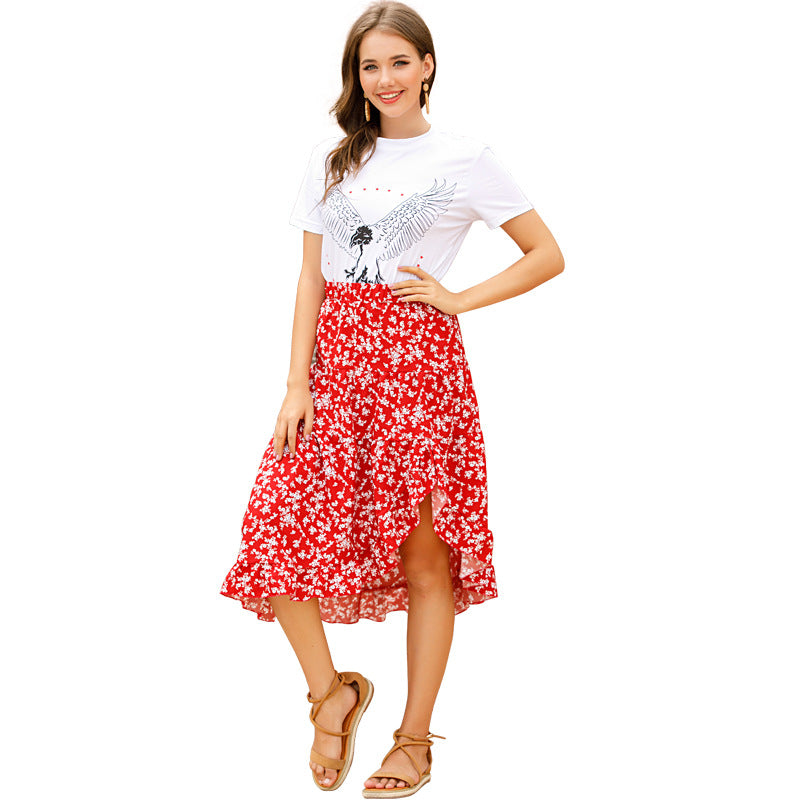 Jupe d'été à fleurs asymétrique pour dames Chic und Stil
