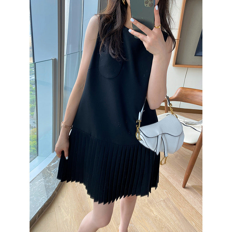 Robe midi plissée pour femme avec accents de bouton Chic und Stil