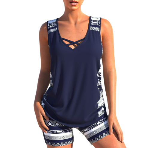 Chic und Stil | Tankini Set Summery Tankini Set with Geometric V-Neck