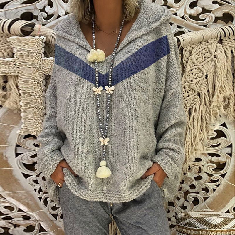 Pull en tricot épais pour femmes avec capuche et détail décoratif Chic und Stil