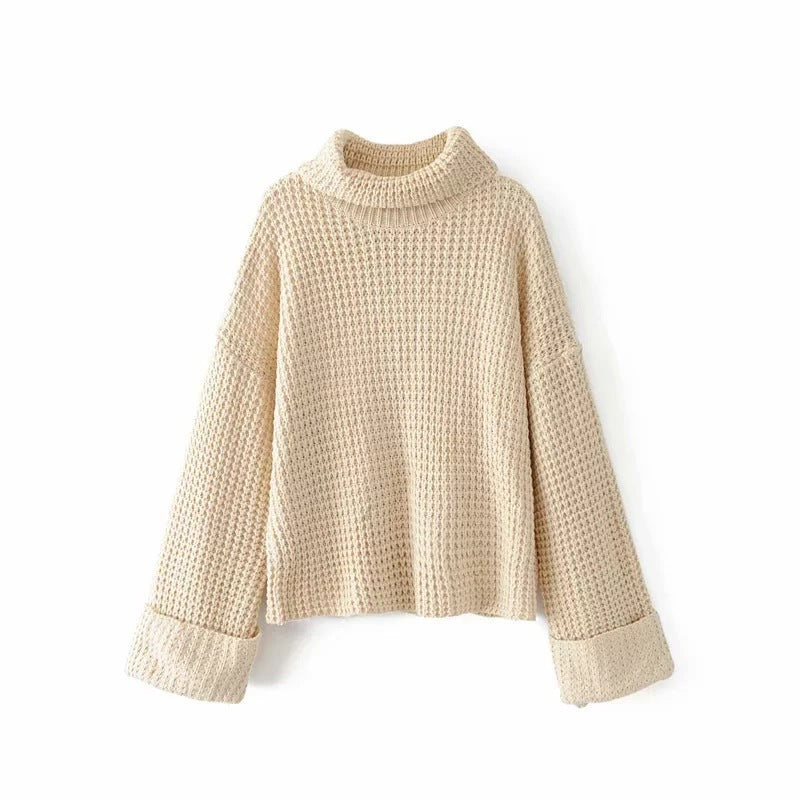 Pull-over en maille épaisse pour femmes avec col roulé décontracté et manches raglan Chic und Stil