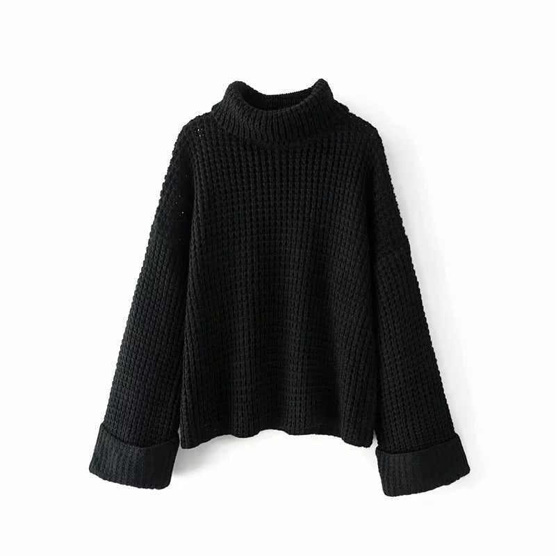 Pull-over en maille épaisse pour femmes avec col roulé décontracté et manches raglan Chic und Stil
