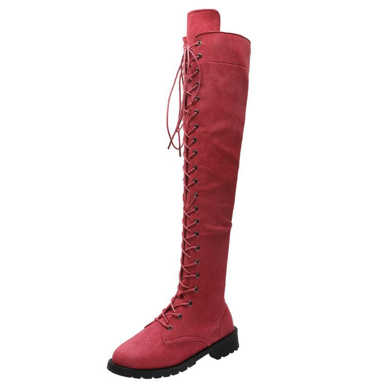 Bottes au-dessus du genou pour femmes avec laçage à la mode et semelle antidérapante Chic und Stil
