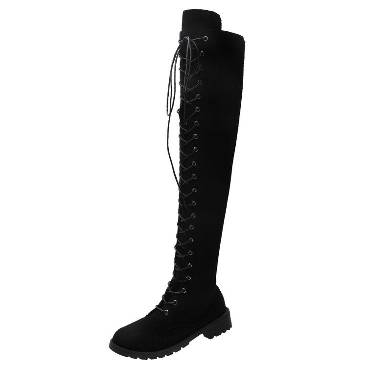 Bottes au-dessus du genou pour femmes avec laçage à la mode et semelle antidérapante Chic und Stil