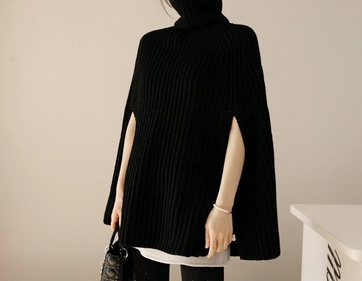 Pull en tricot surdimensionné pour femmes avec col haut et design texturé Chic und Stil