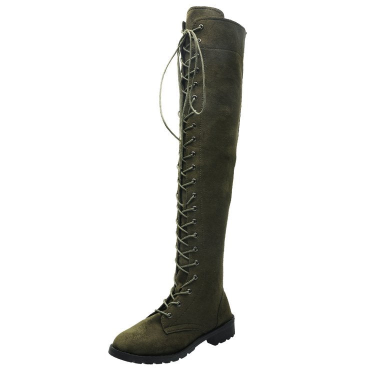 Bottes au-dessus du genou pour femmes avec laçage à la mode et semelle antidérapante Chic und Stil