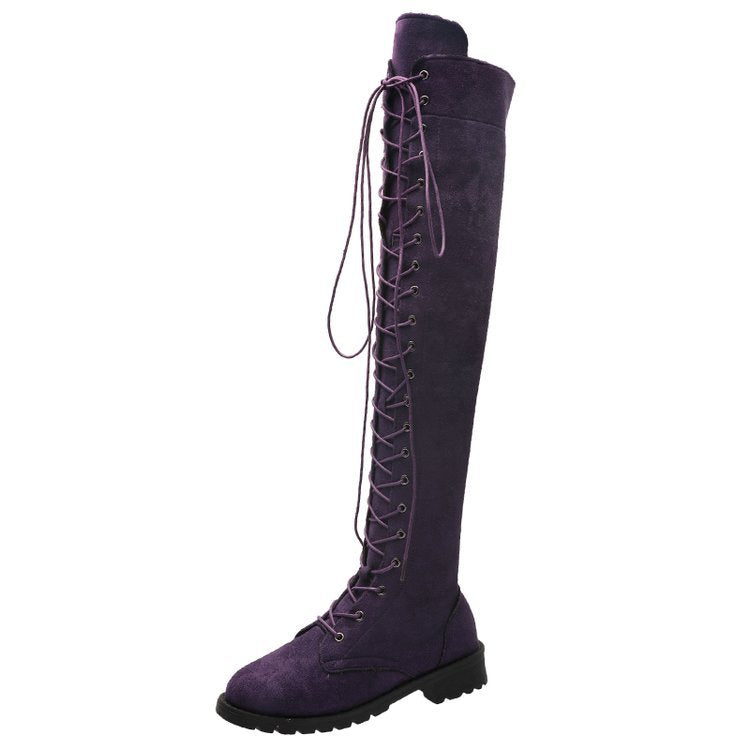 Bottes au-dessus du genou pour femmes avec laçage à la mode et semelle antidérapante Chic und Stil