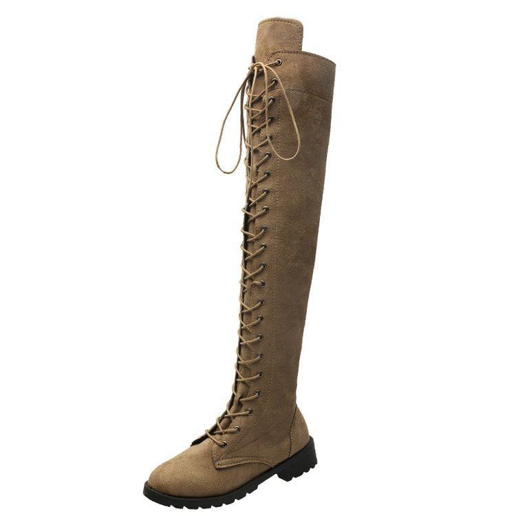 Bottes au-dessus du genou pour femmes avec laçage à la mode et semelle antidérapante Chic und Stil