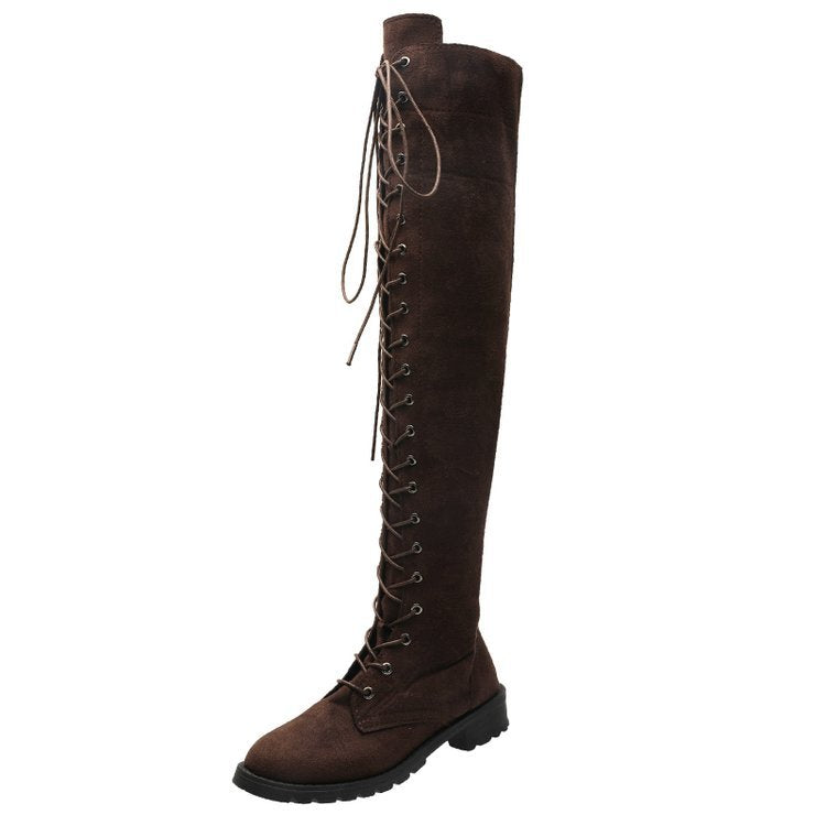 Bottes au-dessus du genou pour femmes avec laçage à la mode et semelle antidérapante Chic und Stil