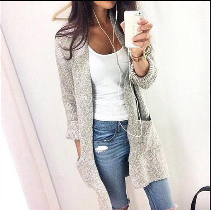 Cardigan en tricot décontracté pour femmes avec poches ouvertes et fine structure Chic und Stil